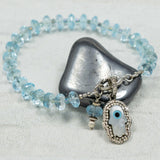 Blakely Blue Topaz & Mother of Pearl Hamsa Bracelet