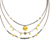 Valentina Raw Diamond & 18k Gold Disc Three Strand Necklace