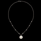 Leigh 14k White Gold & Pave Diamond Disc Necklace