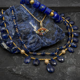 Daphne Faceted Deep Blue Kyanite Roundelles & 14k Gold Necklace