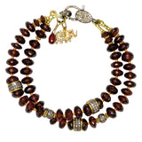 Ellie Garnet & Pave Diamond Elephant Bracelet