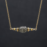 Da Vinci Pave Diamond Bead on Golden Bar Necklace