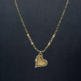 Venus Pyrite, Gold Vermeil & Pave Diamond Heart Necklace