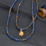 Lotus Denim Blue Sapphire Double Strand Necklace
