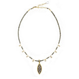 Raquel Champagne Diamond, 18K Gold Pendant & Pyrite Necklace