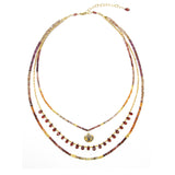 Ginger Sapphire, Garnet & Diamond Om Triple Strand Necklace