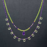 Violetta Peridot, Amethyst & 14k Gold Double Strand Necklace