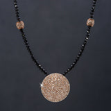 Athena Spinel, Rose Gold & Pave Diamond Disc Necklace