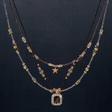 Mia Multi-Layer Smoky Quartz, 14k Gold & Pave Diamond Boho Necklace