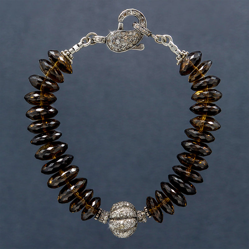 Nicolette Smoky Quartz & Pave Diamond Bracelet
