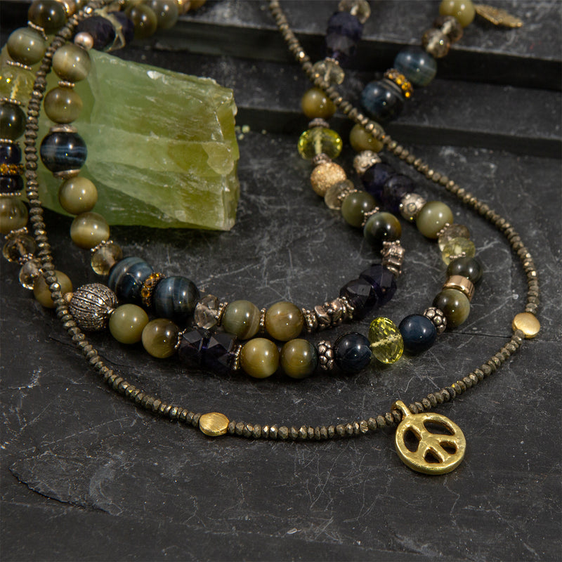 Harmony Hand Cast Vermeil Peace Pyrite Necklace