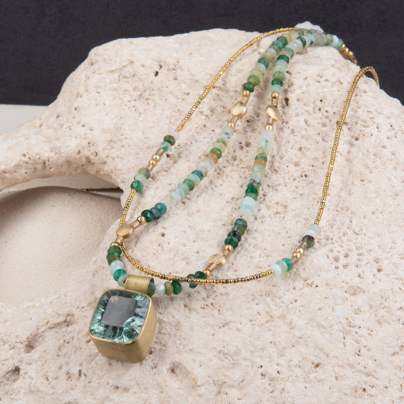 Giselle Peruvian Opals & Aventurine Double Strand Necklace
