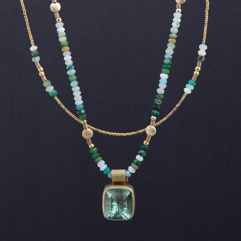 Giselle Peruvian Opals & Aventurine Double Strand Necklace
