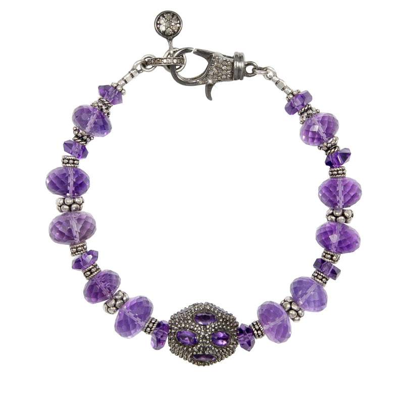 Cleo Amethyst & Sterling Silver Bead Bracelet