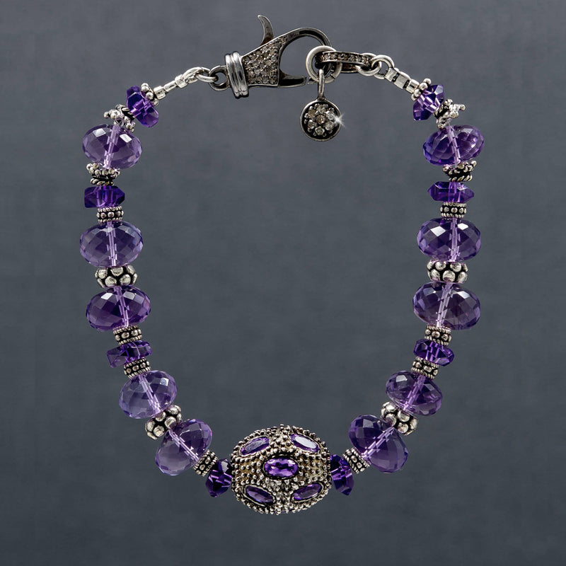 Cleo Amethyst & Sterling Silver Bead Bracelet