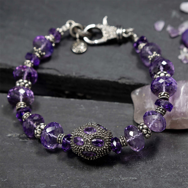 Cleo Amethyst & Sterling Silver Bead Bracelet