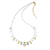 Gabriela Multi-Colored Aquamarine & Pave Diamond Necklace