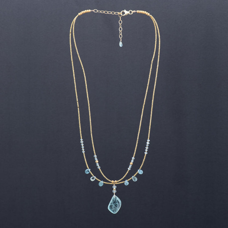 Caspian Aquamarine Double Strand Necklace