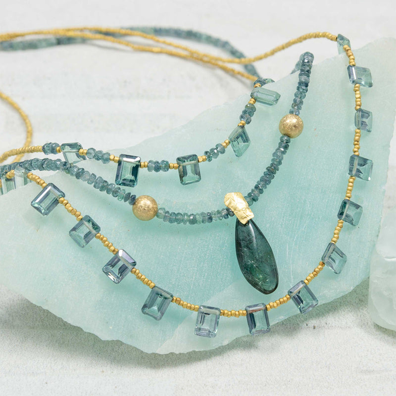 Kaila Tourmaline & Blue Topaz Three Strand Necklace