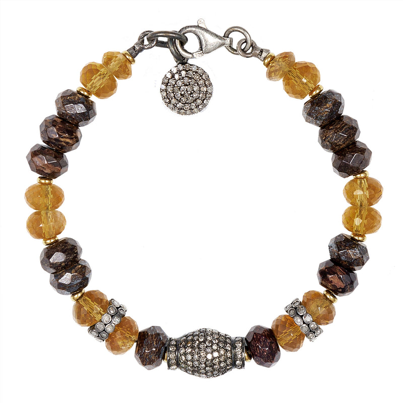 Tamar Bronzite, Citrine & Pave Diamond Bracelet