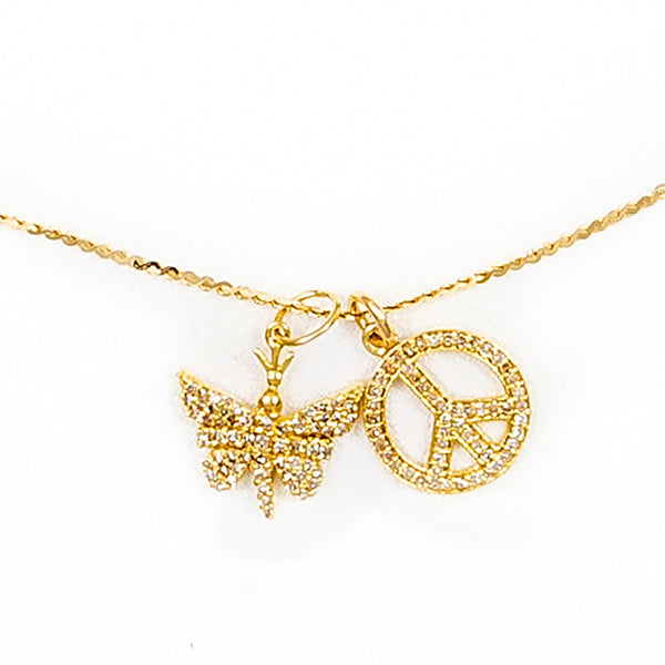 Serena 14k Gold S Chain & Pave Diamond Charm Necklace