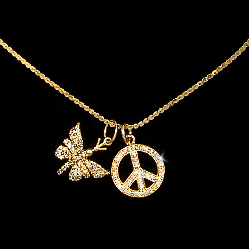 Serena 14k Gold S Chain & Pave Diamond Charm Necklace