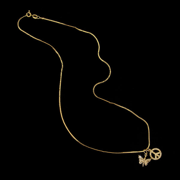 Serena 14k Gold S Chain & Pave Diamond Charm Necklace