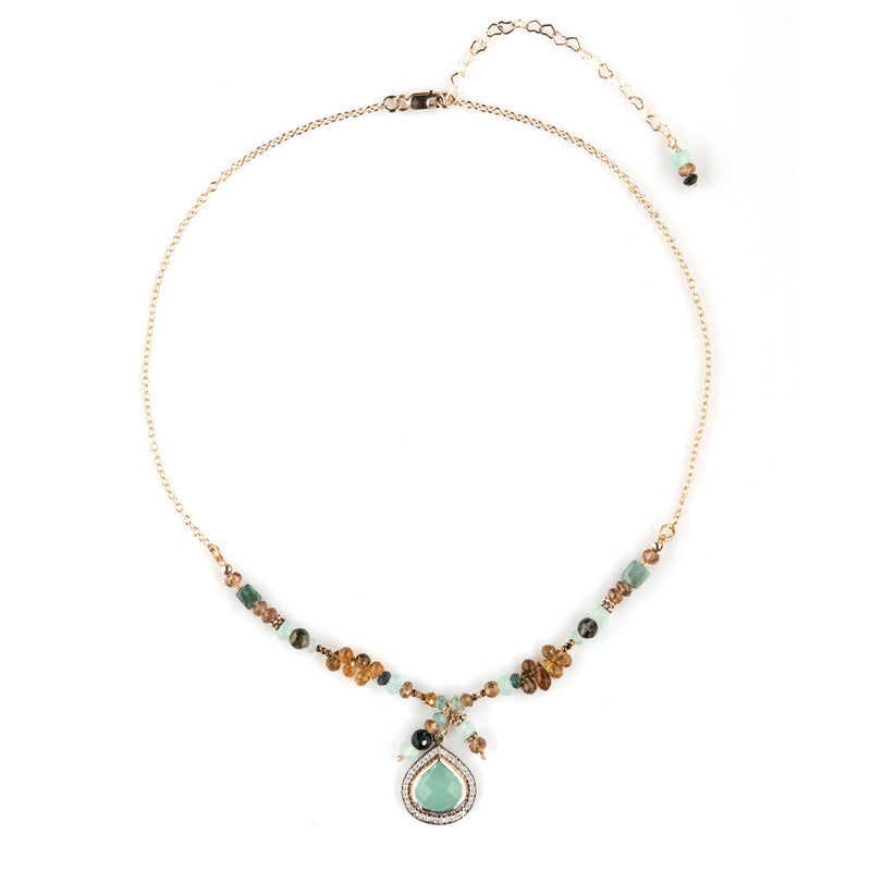 Johanna Chalcedony, Aquamarine, Tourmaline & Sapphire Necklace