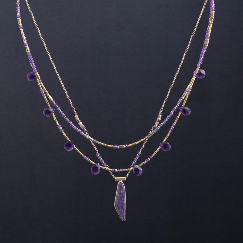 Sarah Amethyst & Charoite Necklace