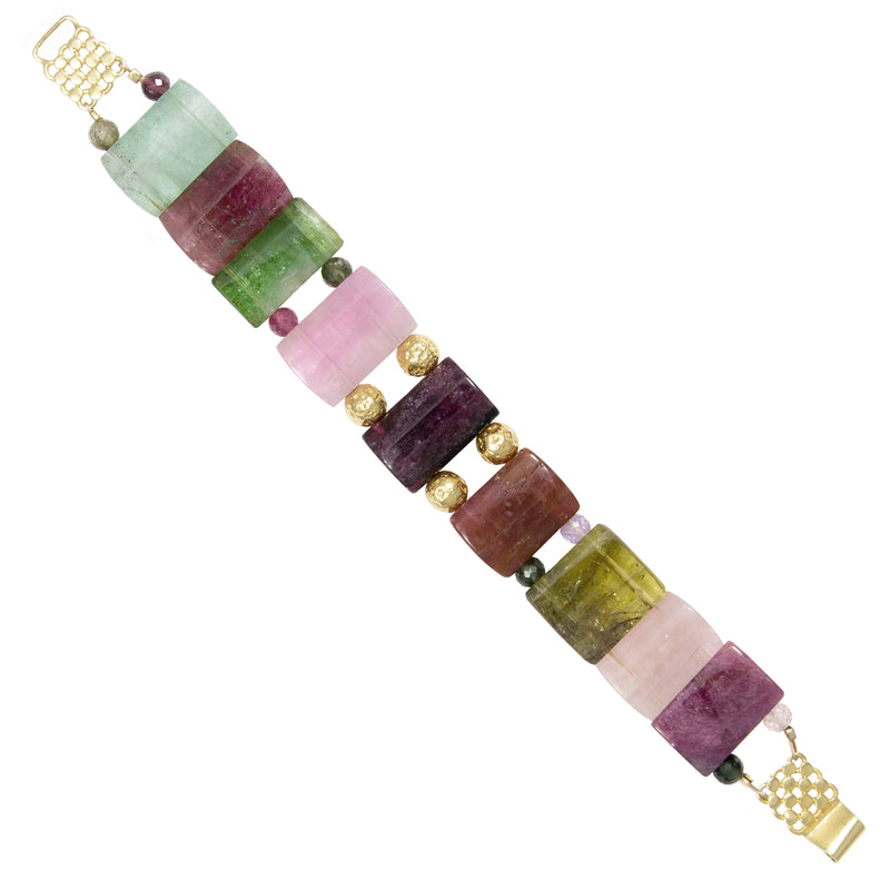 Bianca Multi-Colored Rainbow Tourmaline & 18k Gold Bracelet