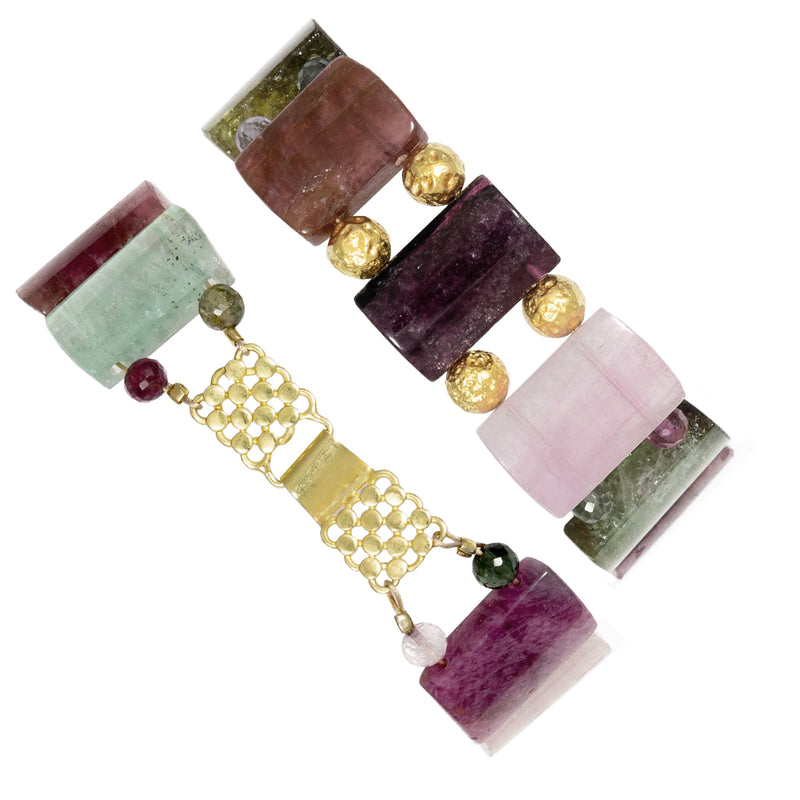 Bianca Multi-Colored Rainbow Tourmaline & 18k Gold Bracelet