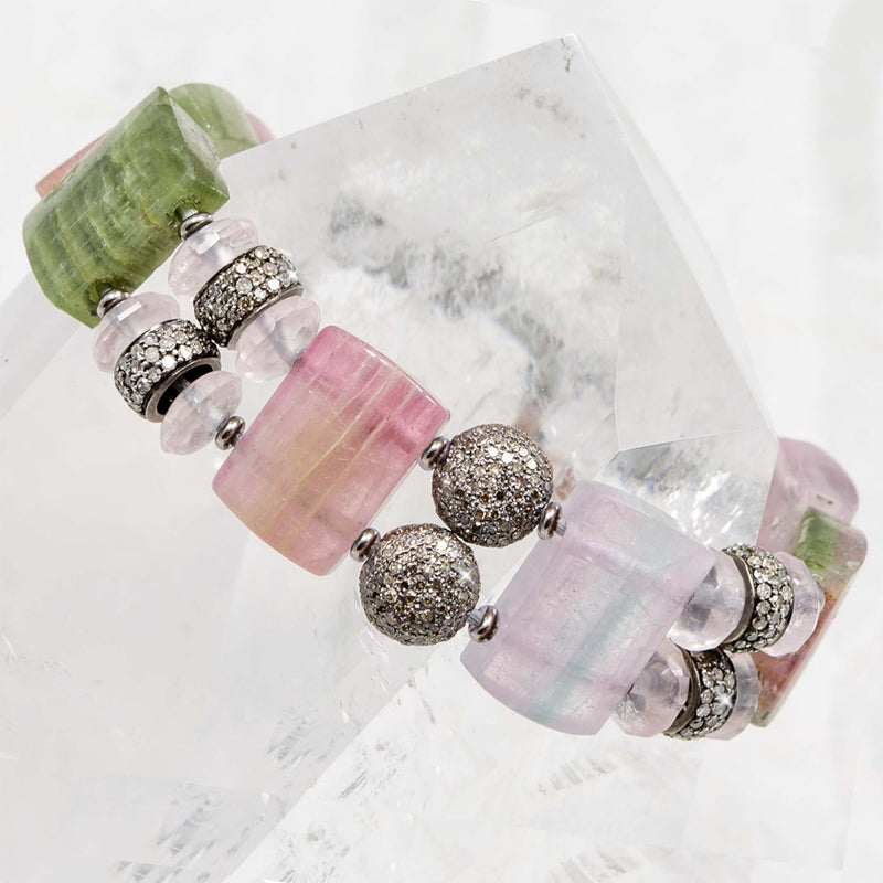 Aphrodite Watermelon Tourmaline & Diamond Bracelet