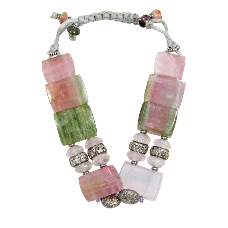 Aphrodite Watermelon Tourmaline & Diamond Bracelet