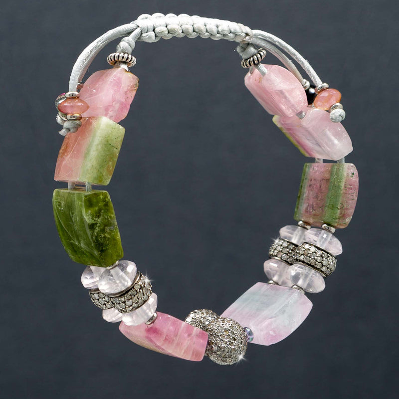 Aphrodite Watermelon Tourmaline & Diamond Bracelet