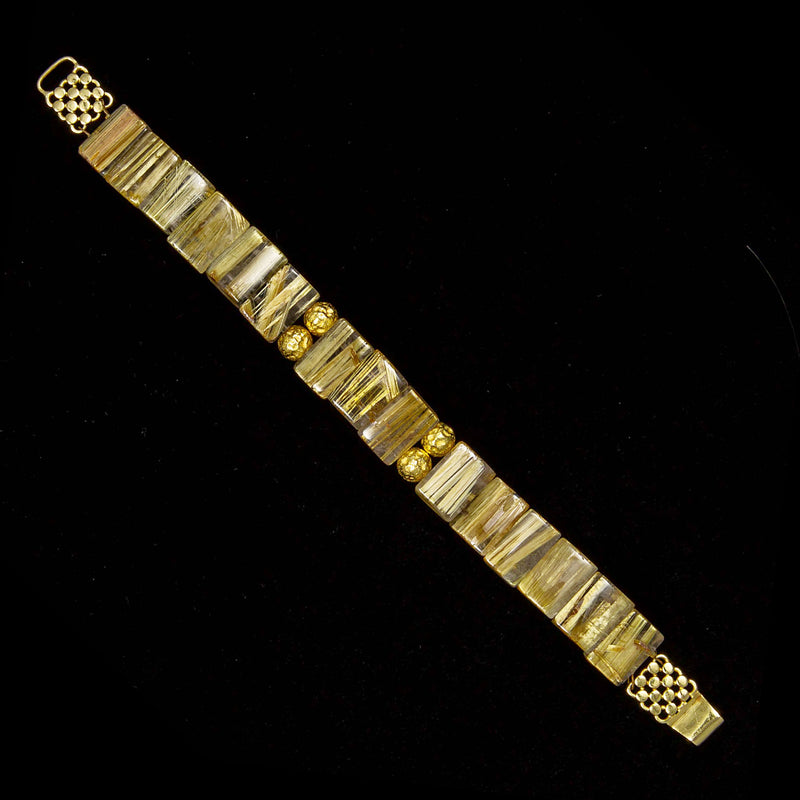 Zara Chunk Rutilated Quartz & 18k Gold Bracelet
