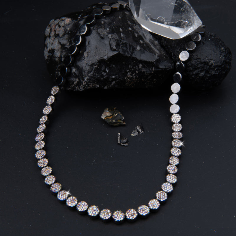 Sienna Sterling Silver & Pave Diamond Disc Choker