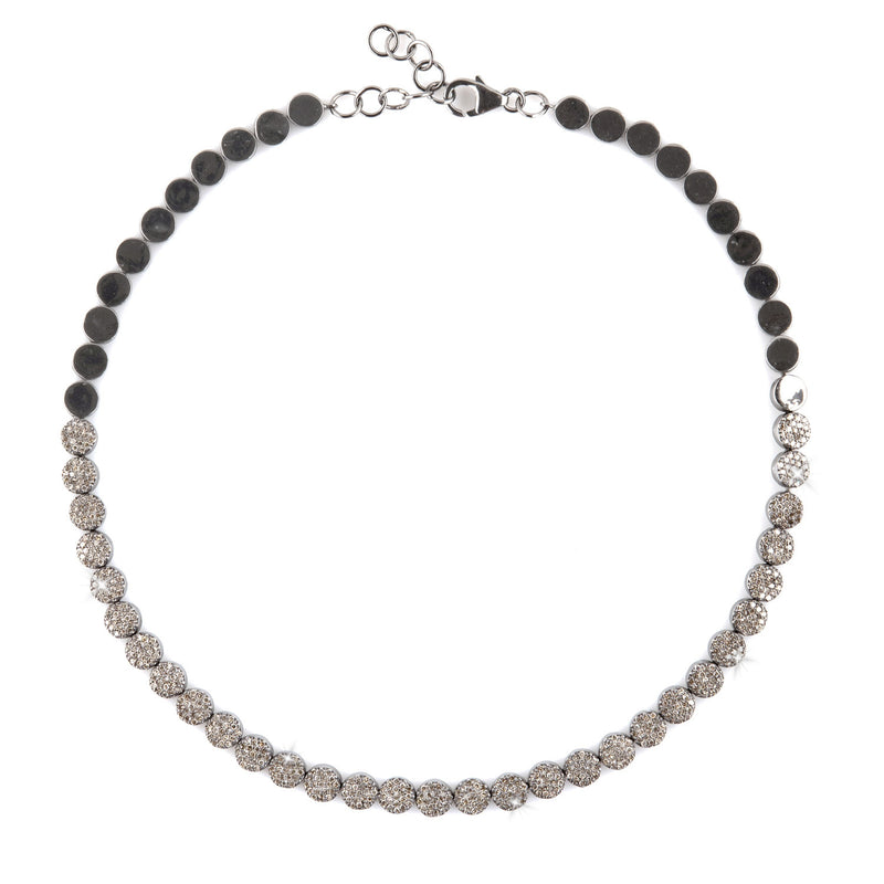 Sienna Sterling Silver & Pave Diamond Disc Choker