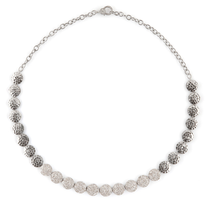 Celine Sterling Silver & Pave Diamond Disc Necklace