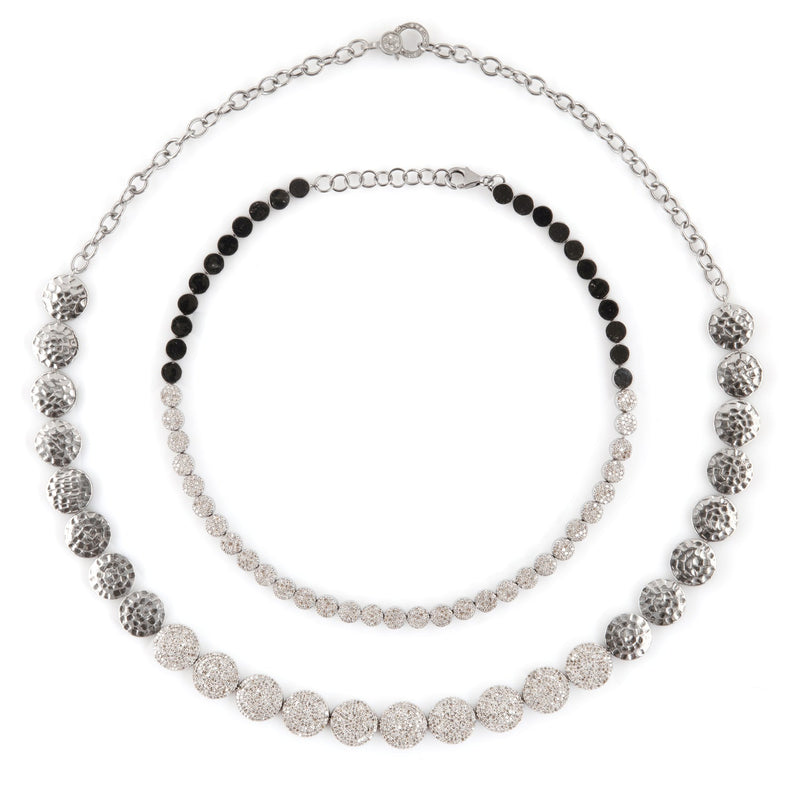 Celine Sterling Silver & Pave Diamond Disc Necklace