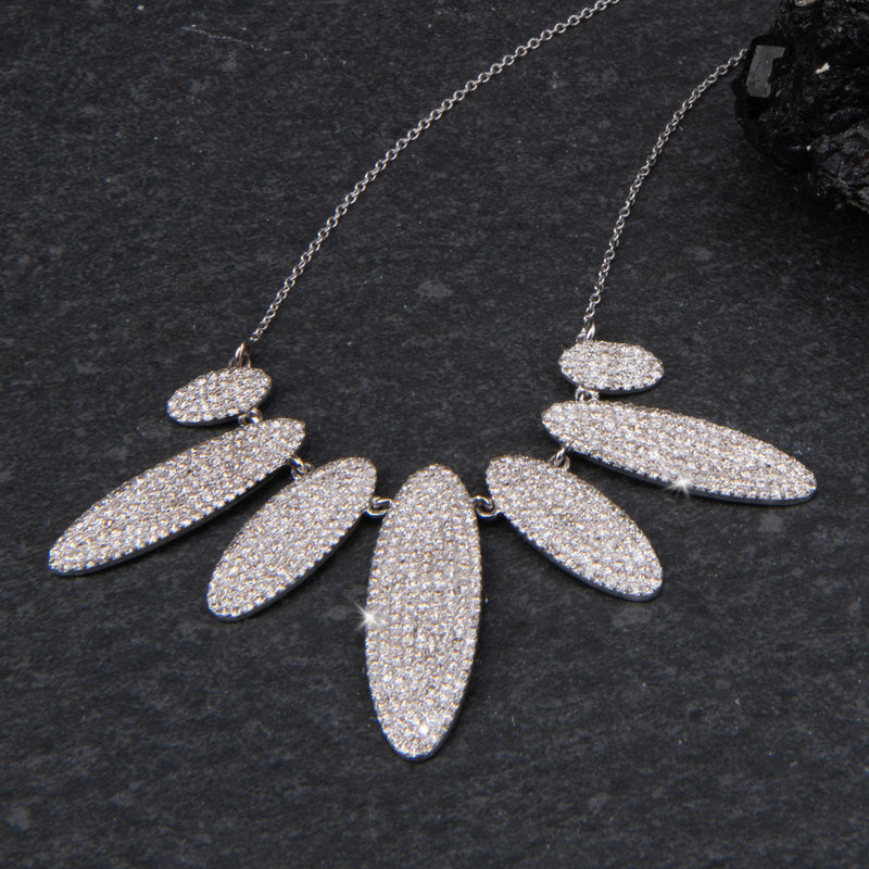 Elizabeth White Gold & Pave Diamond Petal Necklace