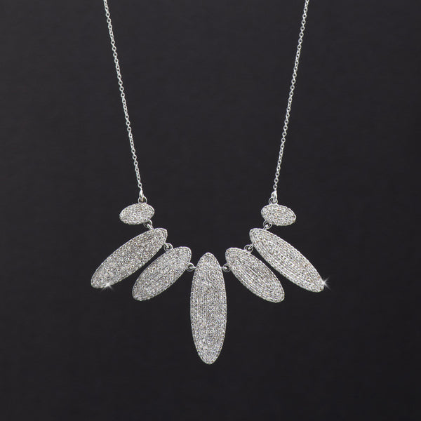 Elizabeth White Gold & Pave Diamond Petal Necklace