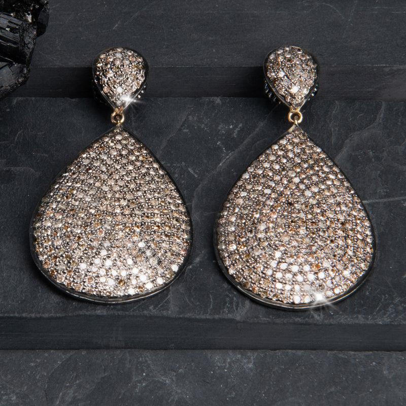 Francesca Sterling Silver & Pave Diamond Tear Drop Earrings