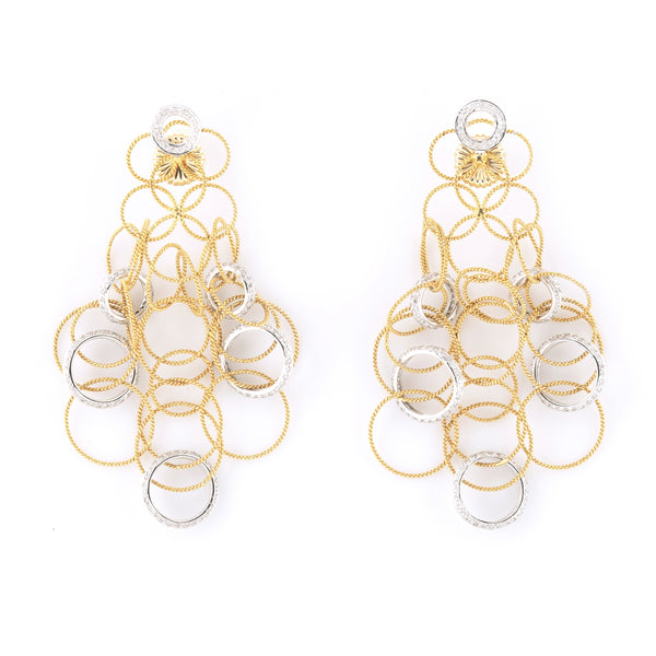 Genevieve Handmade 18k Gold & White Gold Diamond Loop Earrings