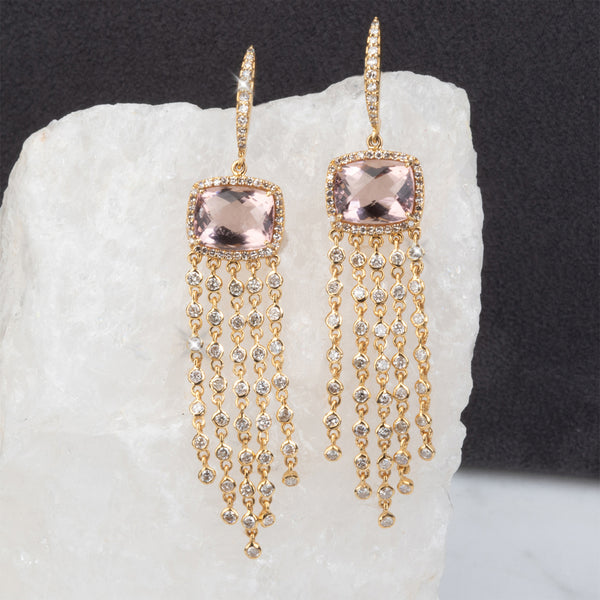 Camella Pink Morganite & 14k Gold Diamond Earrings