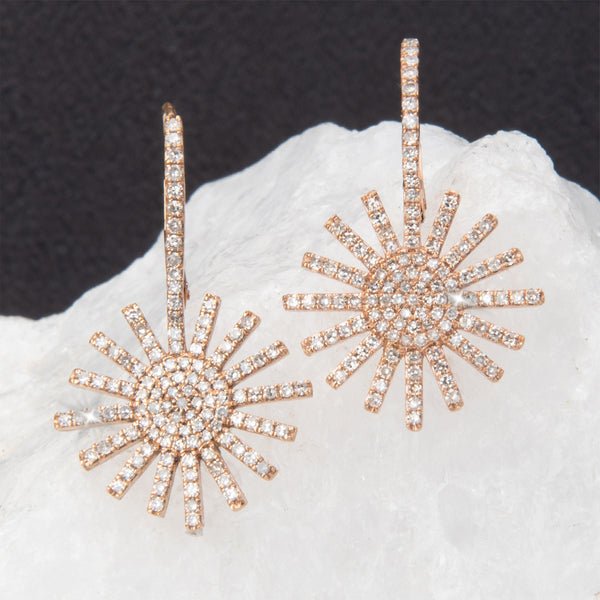 Stella 14k Rose Gold & Pave Diamond Starburst Earrings
