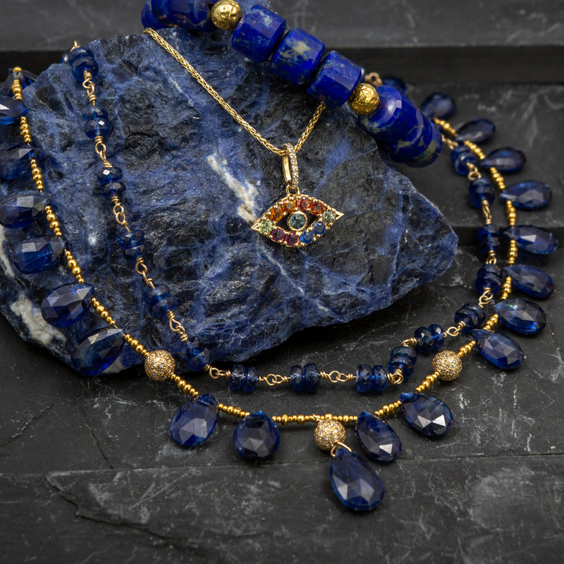 Gaia 14k Gold & Multi Colored Sapphire Evil Eye Necklace