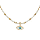 Kai Moonstone & Mother Of Pearl Evil Eye Necklace