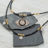 Harlow Black Spinel & Pave Diamond Evil Eye Multi-Layer Necklace
