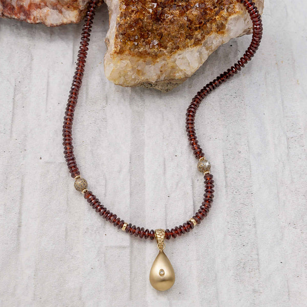 Scarlett Garnet & 14k Gold Satin Pendant Necklace