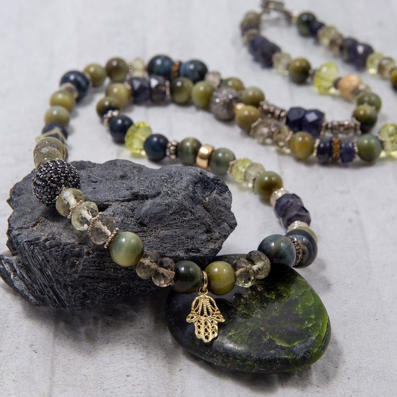 Cambria Multicolored Tigers Eye & Lemon Quartz Necklace / Bracelet